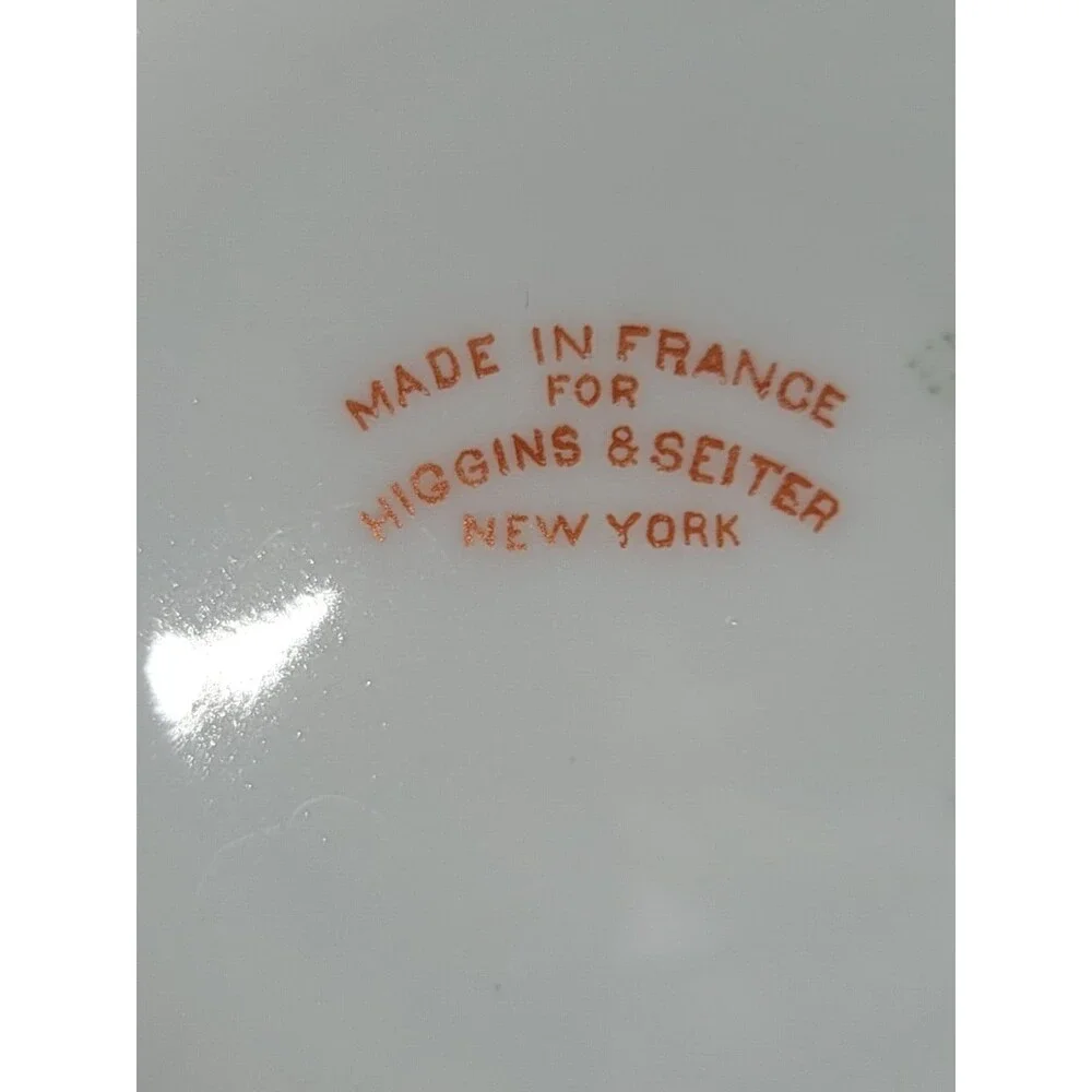 Antique Elite‎ France Higgins Seiter New York Floral Saucers 6 pc 1896-1920 Mark
